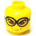 LEGO Yellow Minifigure Head Madame Hooch with Orange Goggles Pattern (Safety Stud) (3626)