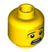 LEGO Yellow Minifigure Head Scared with Wrinkles, Raised Left Eyebrow and Open Mouth (Safety Stud) (3626 / 94583)