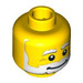 LEGO Giallo Minifigure Testa Smiling con Bushy Bianco Barba e Eyebrows (Perno di sicurezza) (3626 / 94567)