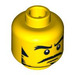 LEGO Amarillo Minifigura Cabeza Stern Expression con Negro Sideburns y bigote (Espiga de seguridad) (3626 / 93412)