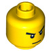 LEGO Geel Minifigure Hoofd met Angry Scowl (Verzonken Solid Stud) (13794 / 93621)