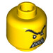 LEGO Yellow Minifigure Head with Arched Connected Eyebrows and Triangular Teeth (Safety Stud) (3626 / 63190)