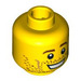 LEGO Yellow Minifigure Head with Big Smile and Stubble (Safety Stud) (3626 / 94573)