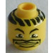 LEGO Yellow Minifigure Head with Black Hair and Moustache, Thick Lips (Safety Stud) (3626)