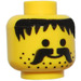 LEGO Gelb Minifigure Kopf mit Schwarz Moustache und Stubble (Solider Bolzen)