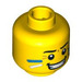 LEGO Yellow Minifigure Head with Blue and White Face Paint Stripes on Cheeks (Recessed Solid Stud) (3626 / 93414)