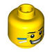 LEGO Yellow Minifigure Head with Blue and White Face Paint Stripes on Cheeks (Safety Stud) (3626 / 93414)