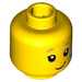 LEGO Yellow Minifigure Head with Bright Light Blue Flower Decoration (Recessed Solid Stud) (3626 / 32610)