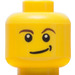 LEGO Gul Minifigur Huvud med Brun Eyebrows och Lopsided Smile och Svart Dimple (Säkerhetsknopp) (14807 / 19546)