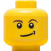 LEGO Gelb Minifigure Kopf mit Brown Eyebrows und Lopsided Smile und Schwarz Dimple (Sicherheitsbolzen) (14807 / 19546)