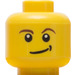 LEGO Amarillo Minifigura Cabeza con Marrón Eyebrows y Lopsided Smile (Espiga sólida hueca, hoyuelo negro) (14807 / 59716)