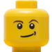 LEGO Yellow Minifigure Head with Brown Eyebrows and Lopsided Smile (Recessed Solid Stud - Black Dimple) (14807 / 59716)