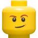 LEGO Gelb Minifigure Kopf mit Brown Eyebrows und Lopsided Smile (Eingelassener massiver Bolzen – braune Vertiefung) (3626 / 19546)