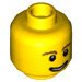 LEGO Gelb Minifigure Kopf mit Brown Eyebrows und Open Smile (Einbau-Vollbolzen) (3626 / 59714)