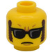 LEGO Yellow Minifigure Head with Brown Sideburns and Black Sunglasses (Recessed Solid Stud) (3626 / 14608)