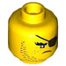 LEGO Gelb Minifigure Kopf mit Dark Brown Eyepatch, Brown Stubble Beard und Freckles (Einbau-Vollbolzen) (3626 / 34330)