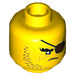 LEGO Yellow Minifigure Head with Dark Brown Eyepatch, Brown Stubble Beard and Freckles (Recessed Solid Stud) (3626 / 34330)