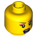 LEGO Yellow Minifigure Head with Dark Pink Lightning Bolt Decoration (Safety Stud) (3626 / 10011)