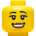 LEGO Yellow Minifigure Head with Eyelashes and Big Smile (Safety Stud) (3626 / 93396)