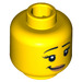 LEGO Yellow Minifigure Head with Eyelashes and Crooked Smile (Safety Stud) (12517 / 94571)