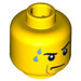 LEGO Geel Minifigure Hoofd met Frown, Sweat Drops Patroon (Verzonken Solid Stud) (10259 / 14914)