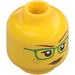 LEGO Yellow Minifigure Head with Green Glasses (Recessed Solid Stud) (3626 / 56863)