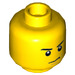 LEGO Geel Minifiguur Hoofd met Grumpy Dimple (Verzonken solide nop) (14783 / 19542)