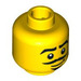 LEGO Yellow Minifigure Head with Large Thin Moustache and Goatee (Safety Stud) (3626 / 94581)