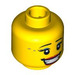 LEGO Yellow Minifigure Head with Light Blue Eye Shadow and Gray Star Pattern (Safety Stud) (3626 / 94557)