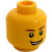 LEGO Yellow Minifigure Head with Lopsided Grin and White Pupils (Recessed Solid Stud) (14761 / 88950)