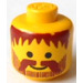 LEGO Gelb Minifigure Kopf mit Messy Haar, Brown Moustache (Solider Bolzen)
