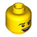 LEGO Yellow Minifigure Head with Open Mouth showing Teeth and Tongue (Recessed Solid Stud) (3626 / 94569)