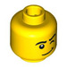 LEGO Yellow Minifigure Head with Raised Left Eyebrow and Shut Left Eye (Safety Stud) (3626 / 94563)