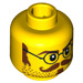 LEGO Geel Minifigure Hoofd met Ronde Glasses en Moustache (Veiligheids Stud) (94096 / 96823)