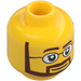 LEGO Gelb Minifigur Kopf mit Rund Brille, Braun Bart und Erhoben Rechts Eyebrow (Sicherheitsnoppe) (13514 / 51521)