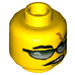 LEGO Yellow Minifigure Head with Scar and Sunglasses (Safety Stud) (3626 / 54462)