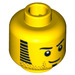 LEGO Yellow Minifigure Head with Sideburns and Red Scar (Safety Stud) (94061 / 95426)