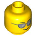 LEGO Yellow Minifigure Head with Silver Sunglasses (Recessed Solid Stud) (12487 / 21024)