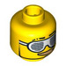 LEGO Yellow Minifigure Head with Slotted Sunglasses, Shaved Eyebrow and Gold Teeth (Safety Stud) (3626 / 93398)