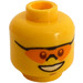 LEGO Žlutá Minifigurka Hlava s Smile a oranžová Ochranné brýle (Zapuštěný pevný cvoček) (13636 / 99810)