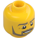 LEGO Gul Minifigur Hode med Smile, Skjegg, og Øye Wrinkles (Forsenket solid knott) (11960 / 19549)