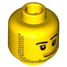 LEGO Geel Minifigure Hoofd met Smirk en Stubble Beard (Veiligheids Stud) (14070 / 51523)
