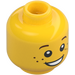 LEGO Gelb Minifigur Kopf mit Surprised Smile und Freckles (Vertiefte feste Noppen) (12327 / 90787)