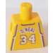 LEGO Gul Minifigur NBA Kropp med NBA Los Angeles Lakers #34 (Gul Jersey)