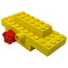 LEGO Geel Motor Wind-Omhoog 4 x 10 x 3 met Rood Wielen