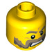 LEGO Geel Moustache en Sideburns Minifigure Hoofd (Verzonken Solid Stud) (14263 / 19547)