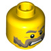 LEGO Yellow Moustache and Sideburns Minifigure Head (Recessed Solid Stud) (14263 / 19547)