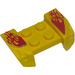 LEGO Jaune Garde-boue assiette 2 x 4 avec Overhanging Headlights avec Flames Autocollant (44674)
