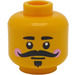 LEGO Yellow Nutcracker Dual Sided Head with Pink Cheeks, Black Mustache and Neutral Mouth / Smile with Teeth (Recessed Solid Stud) (3626)