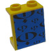 LEGO Yellow Panel 1 x 2 x 2 with Gravity Games Logo Repeating Black on Blue Sticker without Side Supports, Hollow Studs (4864)